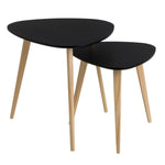 Set de 2 mesas nido auxiliares de madera y laminado, color negro