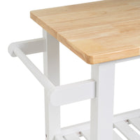 Carro de cocina de madera de pino blanco y natural de 56x39x85 cm