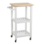 Carro de cocina en madera de pino y laminado color blanco de 56x39x85 cm