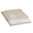 Manta de poliéster beige de 130x160 cm con flecos 200 gr/m2