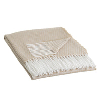Manta de poliéster beige de 130x160 cm con flecos 200 gr/m2