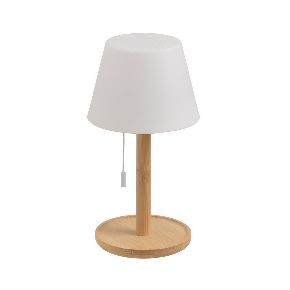 Lámpara de sobremesa led con pantalla de bambú natural de 15x15x28 cm