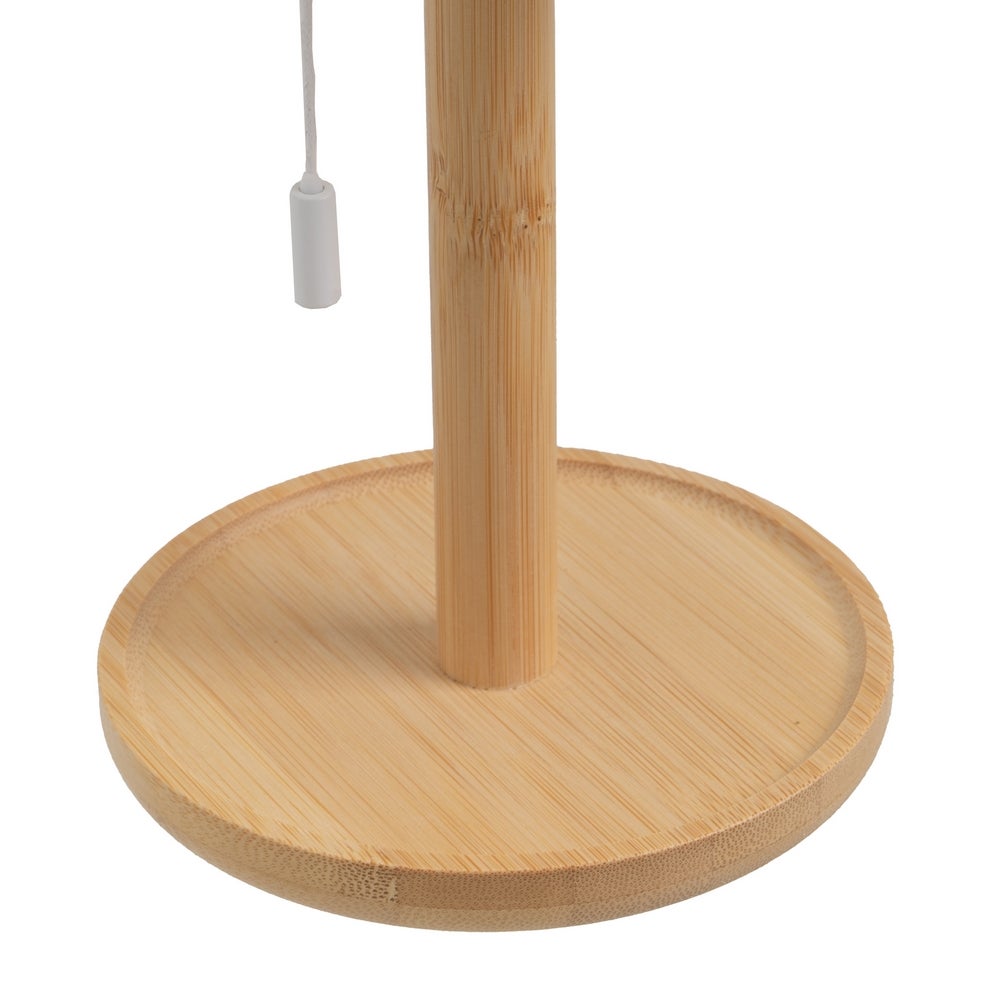 Lámpara de sobremesa led con pantalla de bambú natural de 15x15x28 cm