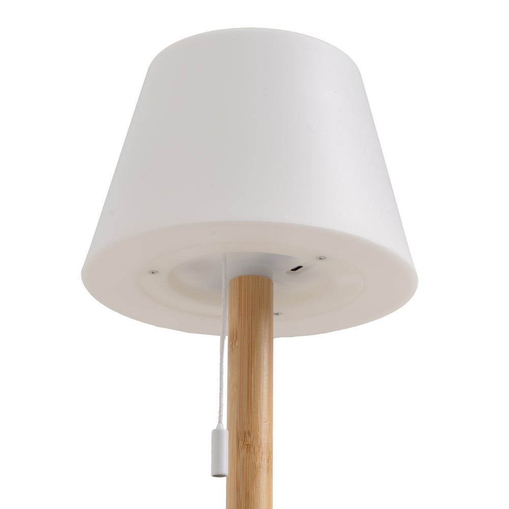 Lámpara de sobremesa led con pantalla de bambú natural de 15x15x28 cm