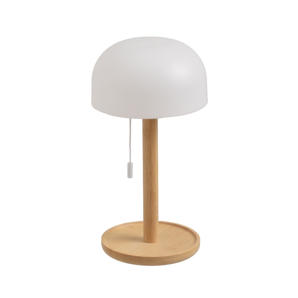 Lámpara de sobremesa led con pantalla de bambú natural de 15x15x28 cm