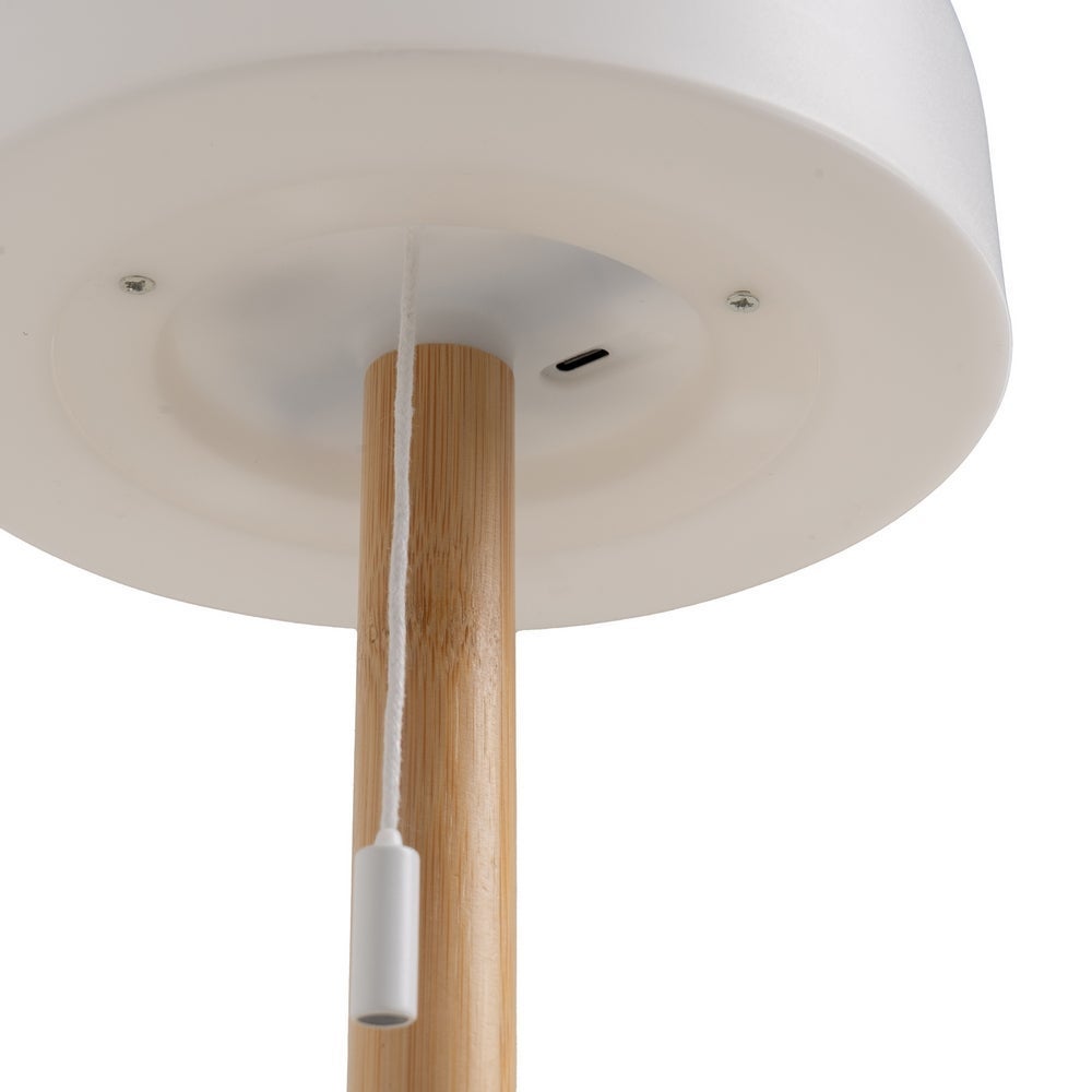 Lámpara de sobremesa led con pantalla de bambú natural de 15x15x28 cm