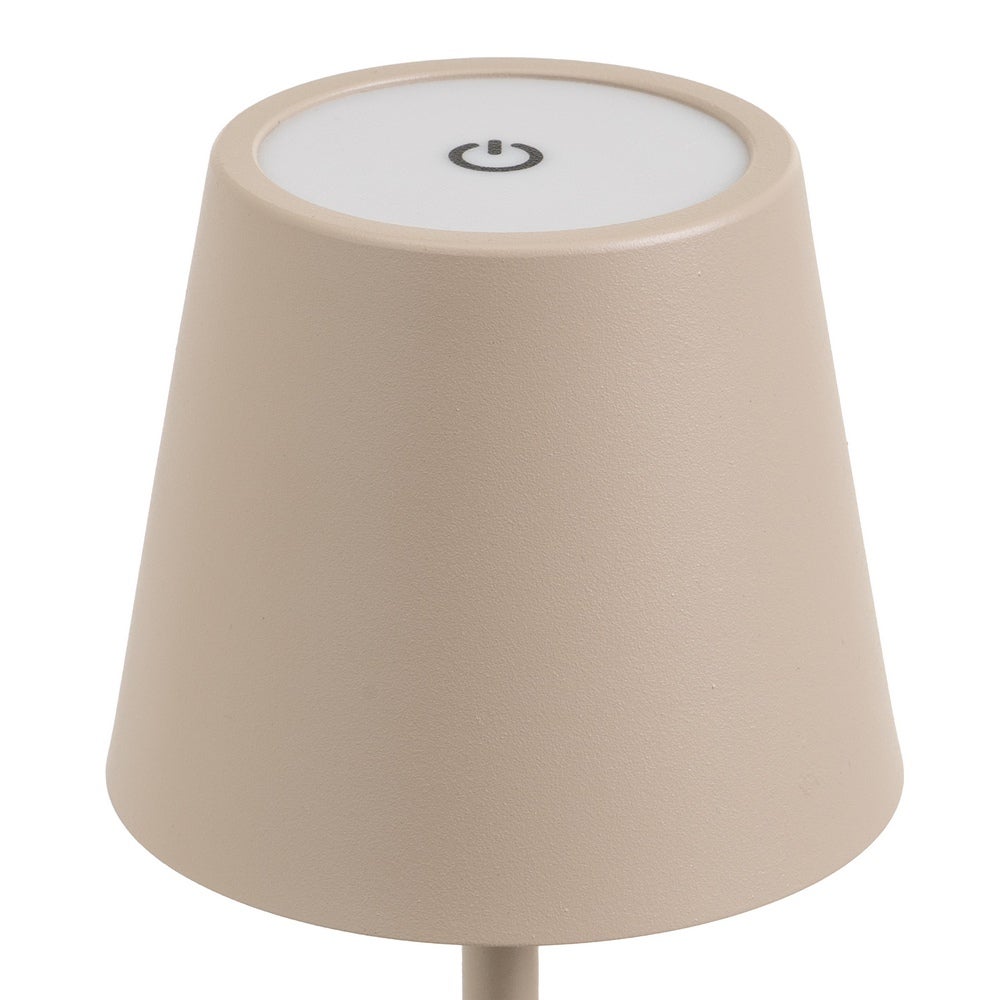 Lámpara LED regulable y recargable de metal beige de 3W de 11x11x37 cm