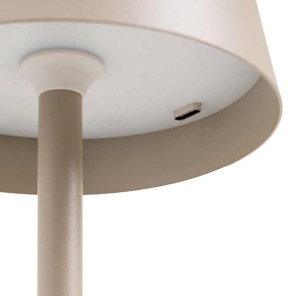 Lámpara LED regulable y recargable de metal beige de 3W de 11x11x37 cm