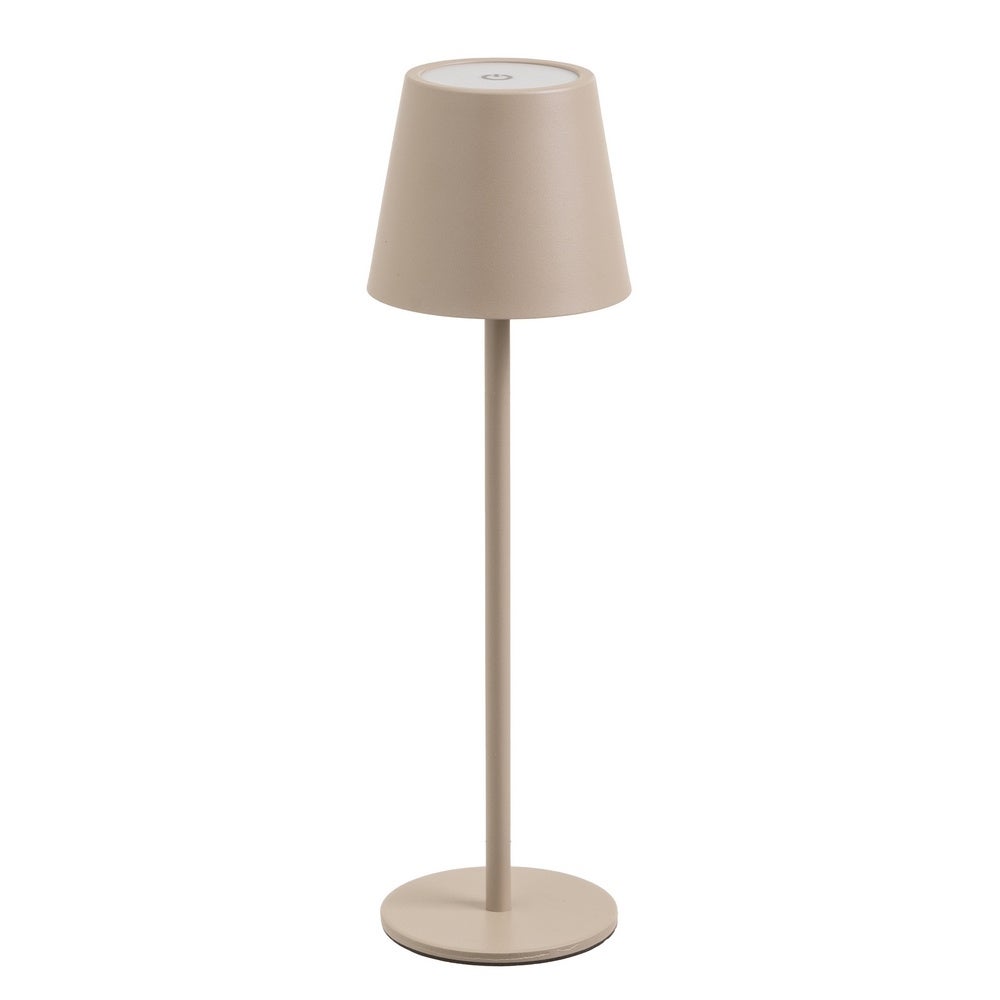 Lámpara LED regulable y recargable de metal beige de 3W de 11x11x37 cm
