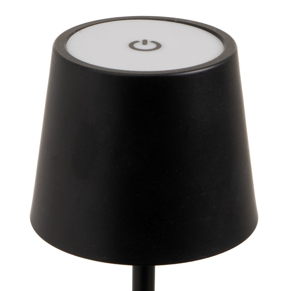 Lámpara LED regulable y recargable de metal negro de 3W de 9x9x27 cm