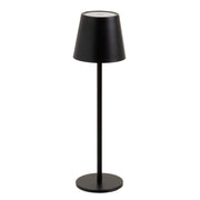 Lámpara LED regulable y recargable de metal negro de 3W de 11x11x37 cm
