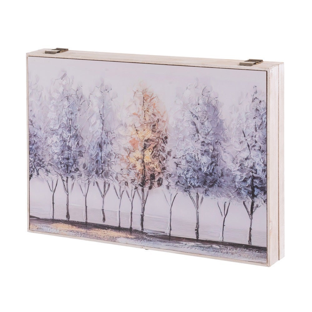 Tapa para contador de luz de madera con diseño árboles, exterior 46x31x6c