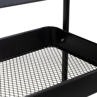 Carro de cocina multiusos de metal negro con 3 estantes