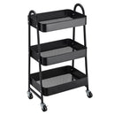 Carro de cocina multiusos de metal negro con 3 estantes