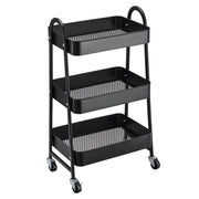 Carro de cocina multiusos de metal color negro con 3 cestas y de 44x31x79cm