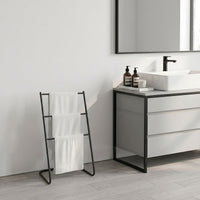Toallero de pie moderno de 3 brazos de metal negro de 46x35x82 cm
