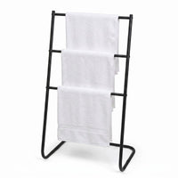 Toallero de pie moderno de 3 brazos de metal negro de 46x35x82 cm