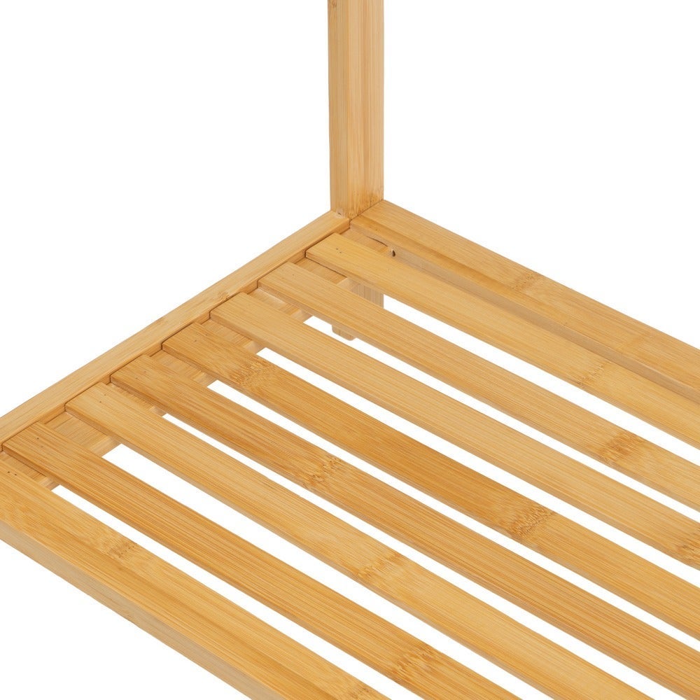 Toallero de pie con 3 brazos de bambú natural de 51x31x85 cm