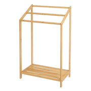 Toallero de pie con 3 brazos de bambú natural de 51x31x85 cm