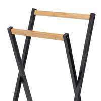 Toallero plegable de bambú natural y negro de 44x40x82 cm
