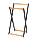 Toallero plegable de bambú natural y negro de 44x40x82 cm