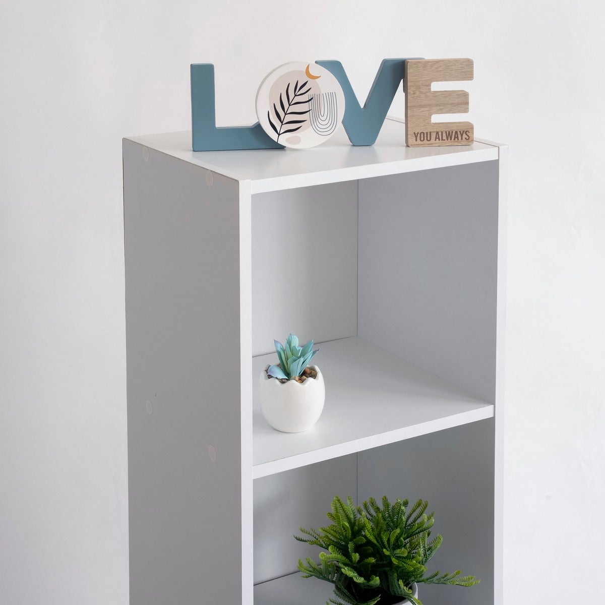Estantería Cubo blanca de 4 estantes de 106x30 cm