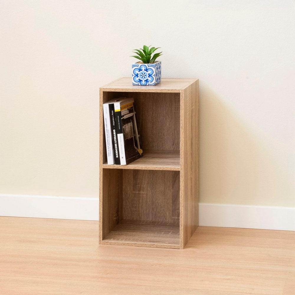 Estantería Cubo 2 estantes de tablero laminado marrón de 54x30 cm
