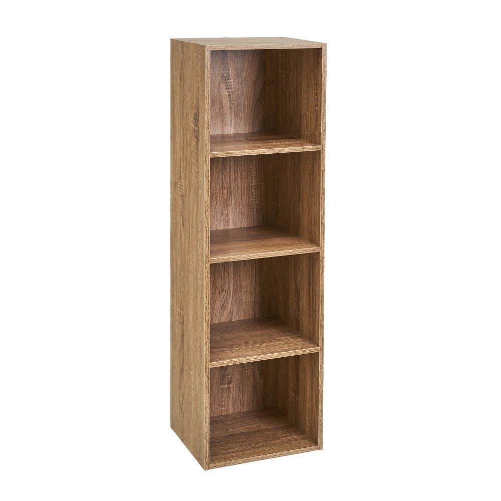 Estantería cubo 3 estantes de madera marrón de 30x24x106 cm