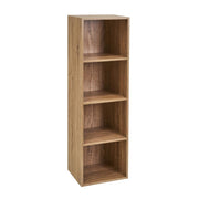 Estantería Cubo con 4 baldas de madera laminada color roble de 106x30x24 cm