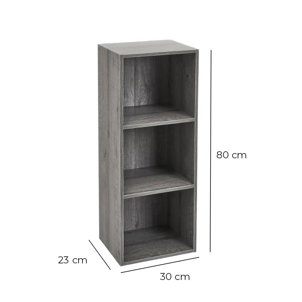 Estantería cubo con 2 estantes gris de 30x80 cm