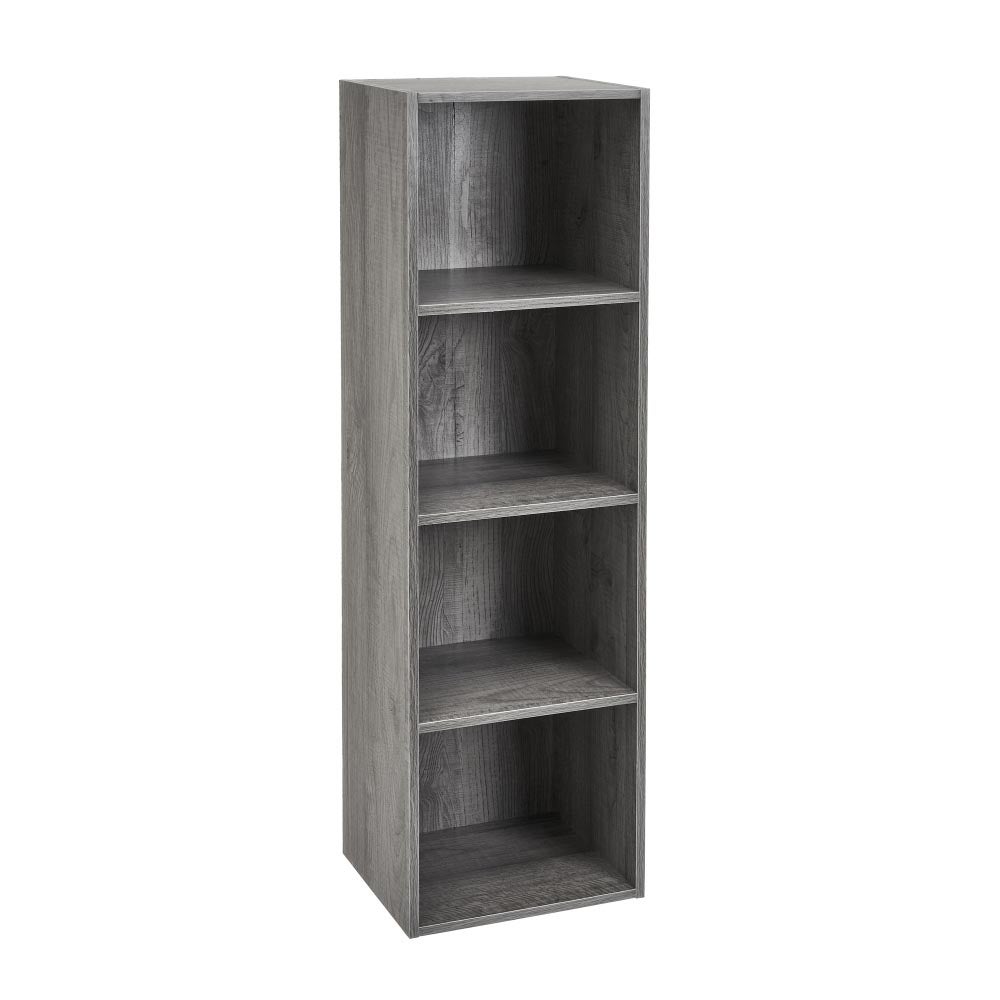 Estantería Cubo 4 estantes de tablero laminado gris de 106x30 cm