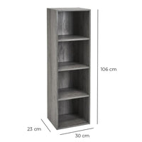 Estantería Cubo 4 estantes de tablero laminado gris de 106x30 cm