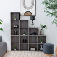 Estantería Cubo 4 estantes de tablero laminado gris de 106x30 cm
