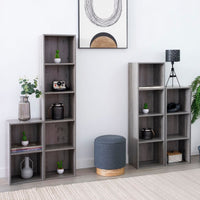 Estantería Cubo 4 estantes de tablero laminado gris de 106x30 cm