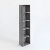 Estantería Cubo 5 estantes de tablero laminado gris de 132x30 cm