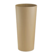 Bengaleiro redondo estofado em pele vegana bege de 26x26x55 cm