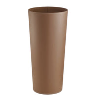 Paragüero redondo tapizado en piel vegana marrón de 26x26x55 cm
