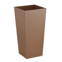 Paragüero cuadrado tapizado en piel vegana marrón de 26x26x55 cm