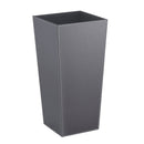 Paragüero cuadrado tapizado en piel vegana gris de 26x26x55 cm