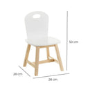 Silla infantil blanca y natural de pino y MDF de 28x50 cm