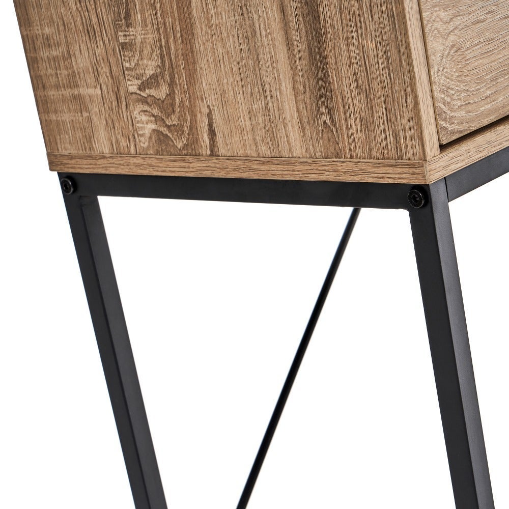 Consola Urban laminado natural con dos cajones de 80x75x30 cm