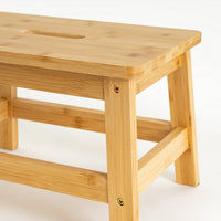 Taburete escalón de bambú natural de 38x26x25 cm
