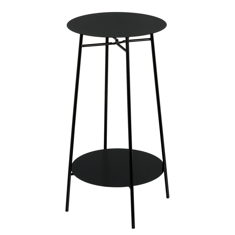 Mesa auxiliar redonda de tubo metálico negro de 30x30x60 cm