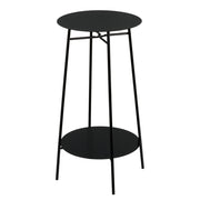 Mesa auxiliar redonda de tubo metálico negro de 30x30x60 cm