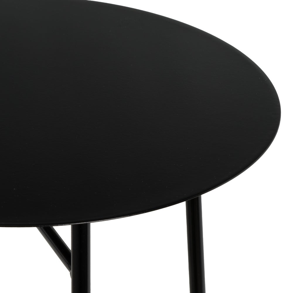 Mesa auxiliar redonda de tubo metálico negro de 30x30x60 cm