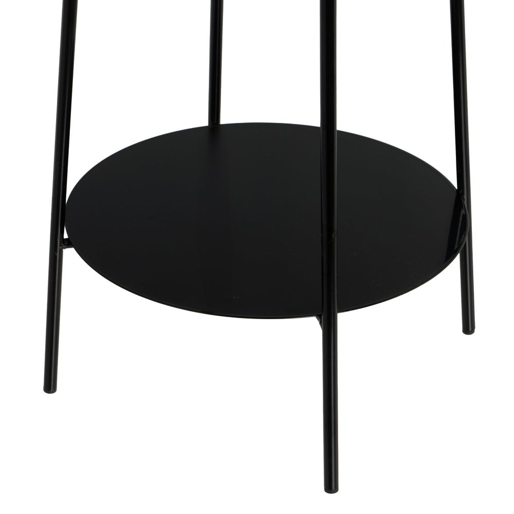 Mesa auxiliar redonda de tubo metálico negro de 30x30x60 cm