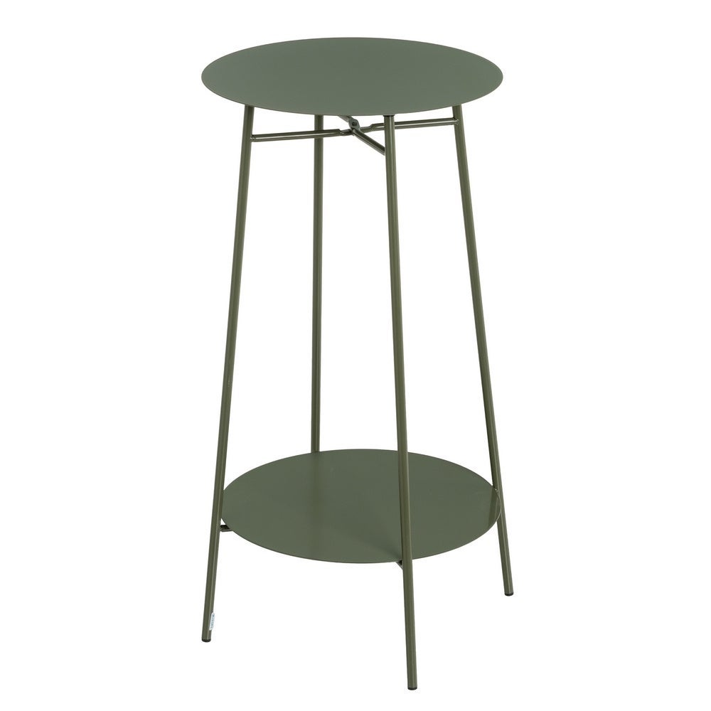 Mesa auxiliar redonda de tubo metálico verde de 30x30x60 cm