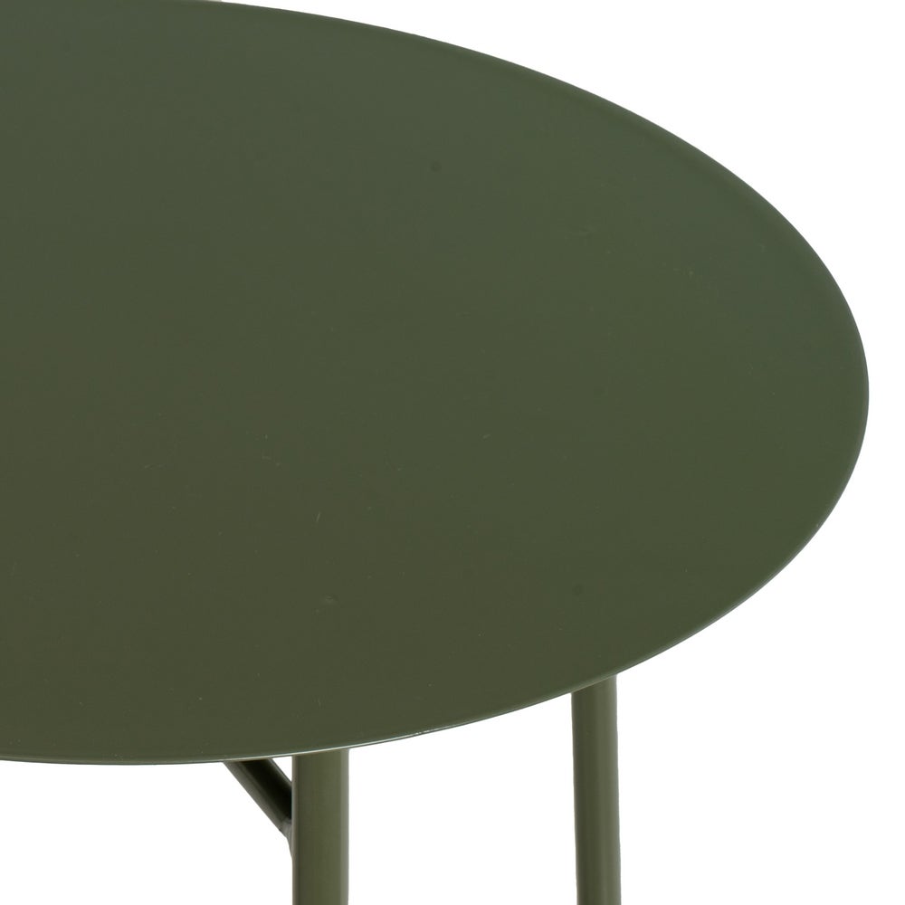 Mesa auxiliar redonda de tubo metálico verde de 30x30x60 cm
