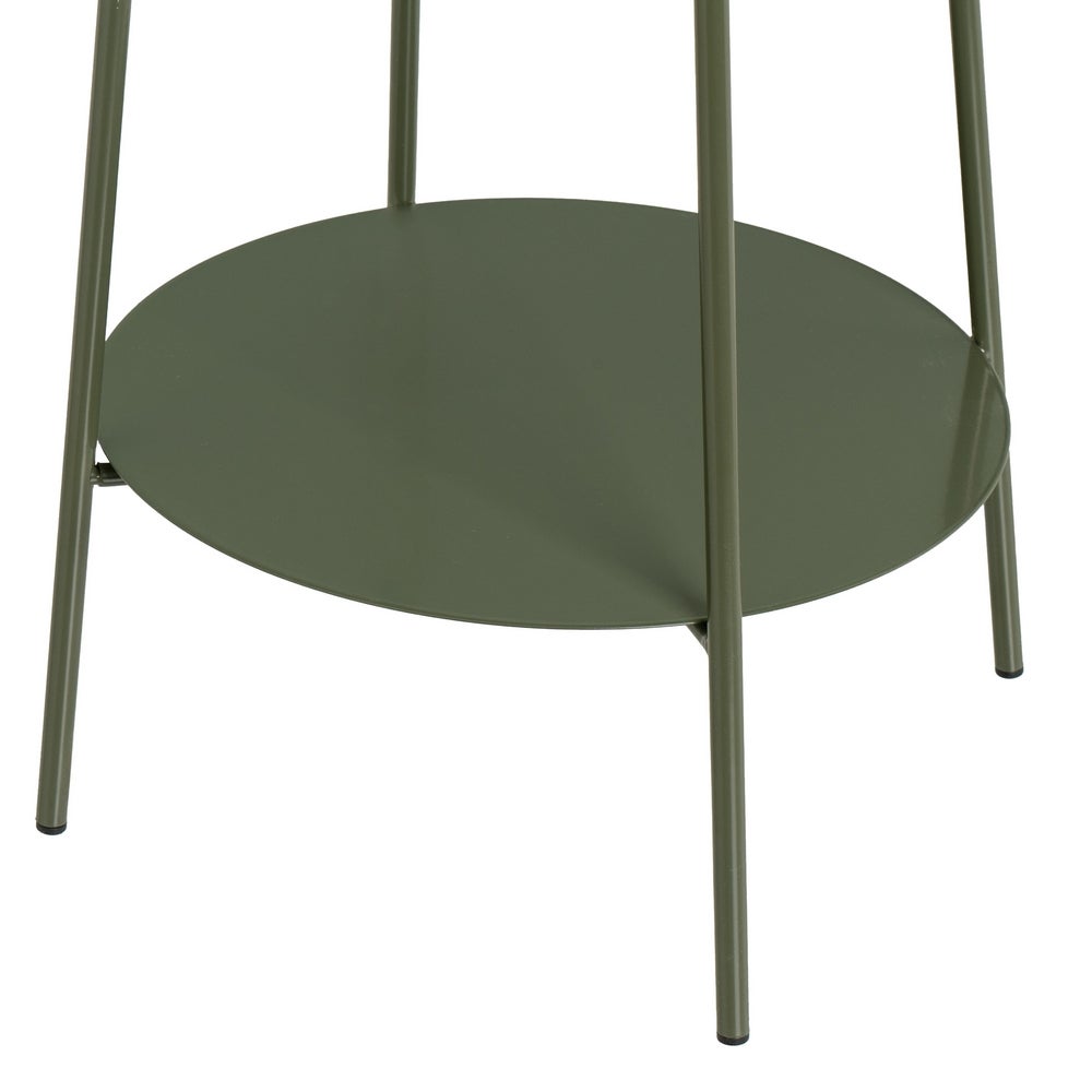 Mesa auxiliar redonda de tubo metálico verde de 30x30x60 cm