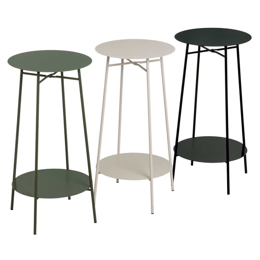 Mesa auxiliar redonda de tubo metálico verde de 30x30x60 cm